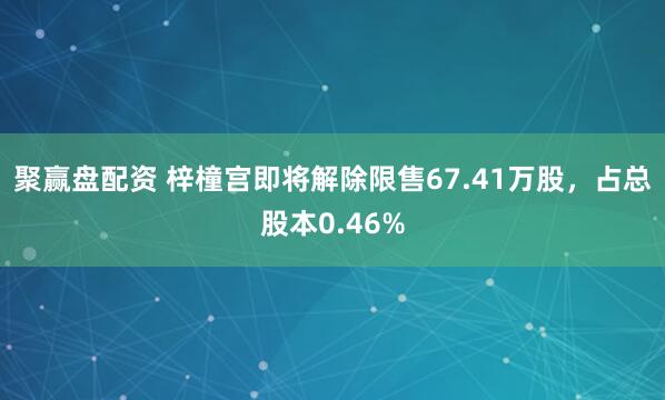 聚赢盘配资 梓橦宫即将解除限售67.41万股，占总股本0.46%